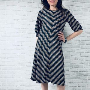 RESERVED Black Golden Striped Flowy Midi Dress Normcore